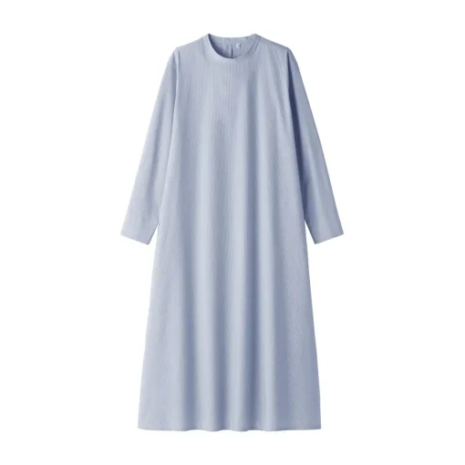 Hot Women's Easy-Dry Broadcloth Long Sleeve Pullover Striped Dress Women Dresses
