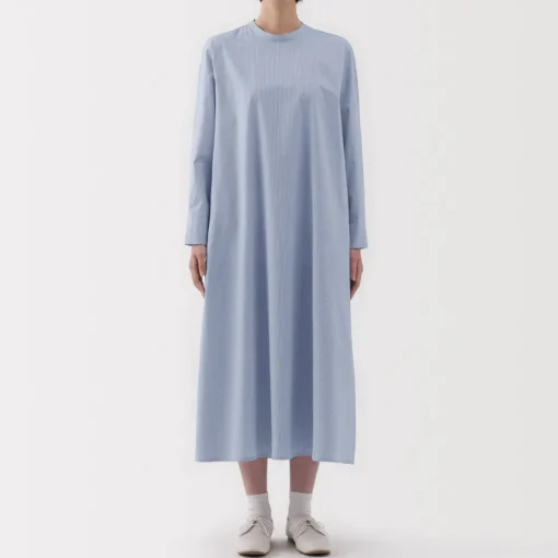 Hot Women's Easy-Dry Broadcloth Long Sleeve Pullover Striped Dress Women Dresses
