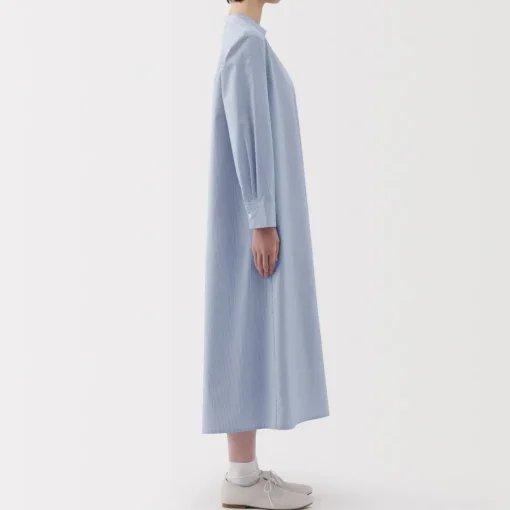 Hot Women's Easy-Dry Broadcloth Long Sleeve Pullover Striped Dress Women Dresses