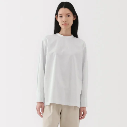 Hot Women's Easy-Dry Broadcloth Striped Long Sleeve Blouse Women Tops & Shirts