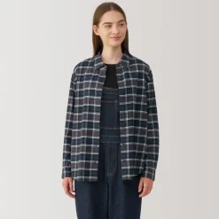 Fashion Women's Flannel Regular Collar Long Sleeve Patterned Shirt Women Tops & Shirts