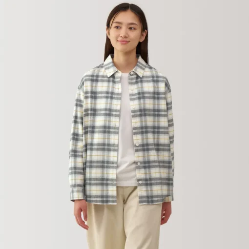 Fashion Women's Flannel Regular Collar Long Sleeve Patterned Shirt Women Tops & Shirts