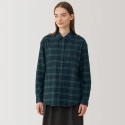 Fashion Women's Flannel Regular Collar Long Sleeve Patterned Shirt Women Tops & Shirts