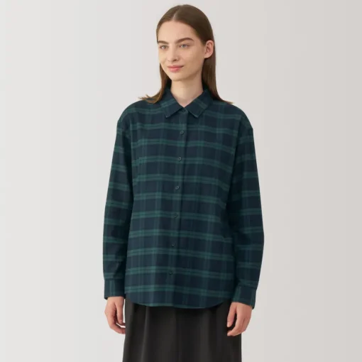 Fashion Women's Flannel Regular Collar Long Sleeve Patterned Shirt Women Tops & Shirts