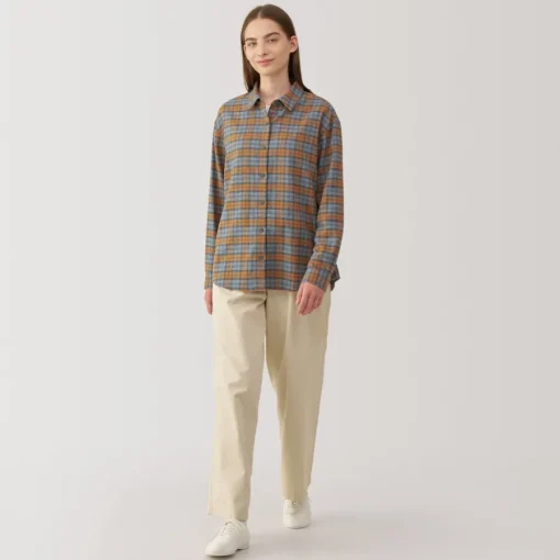 Fashion Women's Flannel Regular Collar Long Sleeve Patterned Shirt Women Tops & Shirts