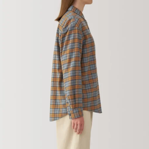 Fashion Women's Flannel Regular Collar Long Sleeve Patterned Shirt Women Tops & Shirts