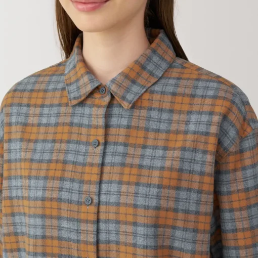Fashion Women's Flannel Regular Collar Long Sleeve Patterned Shirt Women Tops & Shirts