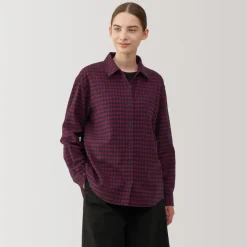 Fashion Women's Flannel Regular Collar Long Sleeve Patterned Shirt Women Tops & Shirts