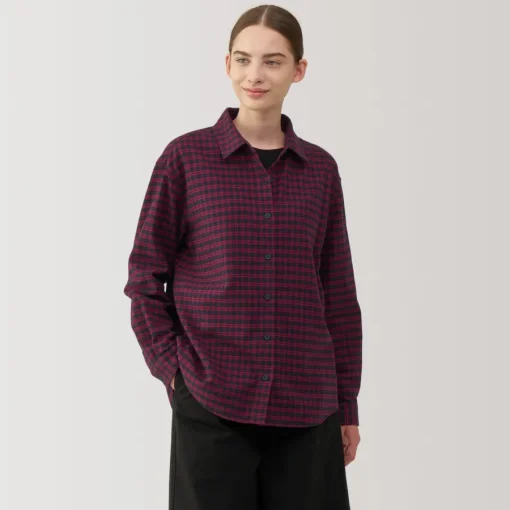 Fashion Women's Flannel Regular Collar Long Sleeve Patterned Shirt Women Tops & Shirts