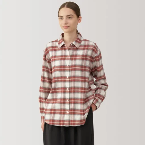 Fashion Women's Flannel Regular Collar Long Sleeve Patterned Shirt Women Tops & Shirts