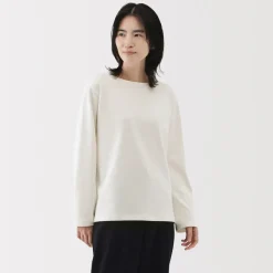 Outlet Women's Heavy Weight Boat Neck Long Sleeve T-Shirt Women T-Shirts