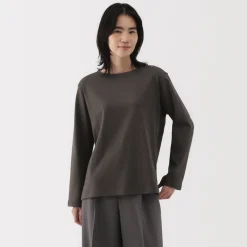 Outlet Women's Heavy Weight Boat Neck Long Sleeve T-Shirt Women T-Shirts