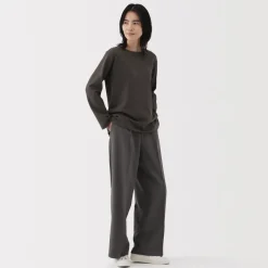 Outlet Women's Heavy Weight Boat Neck Long Sleeve T-Shirt Women T-Shirts