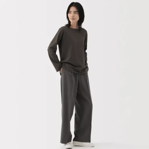 Outlet Women's Heavy Weight Boat Neck Long Sleeve T-Shirt Women T-Shirts