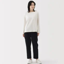 Outlet Women's Heavy Weight Boat Neck Long Sleeve T-Shirt Women T-Shirts