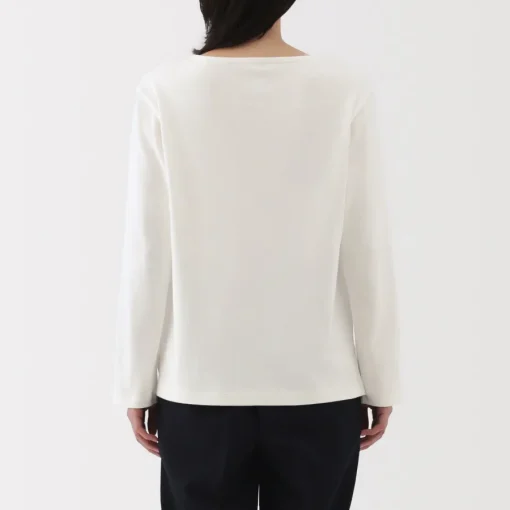 Outlet Women's Heavy Weight Boat Neck Long Sleeve T-Shirt Women T-Shirts