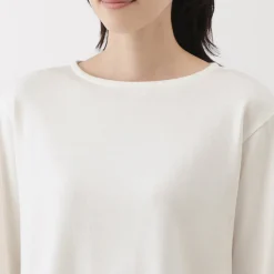 Outlet Women's Heavy Weight Boat Neck Long Sleeve T-Shirt Women T-Shirts