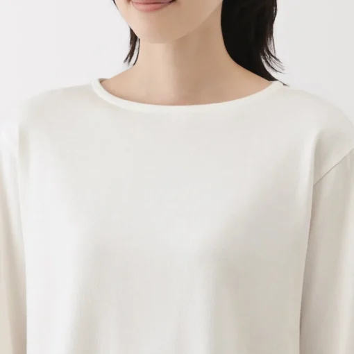 Outlet Women's Heavy Weight Boat Neck Long Sleeve T-Shirt Women T-Shirts