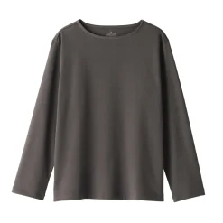 Outlet Women's Heavy Weight Boat Neck Long Sleeve T-Shirt Women T-Shirts