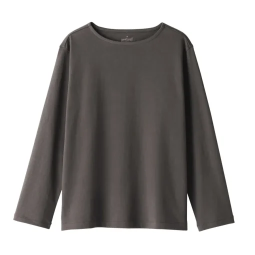 Outlet Women's Heavy Weight Boat Neck Long Sleeve T-Shirt Women T-Shirts