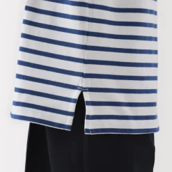 Outlet Women's Heavy Weight Boat Neck Long Sleeve Striped T-Shirt Women T-Shirts