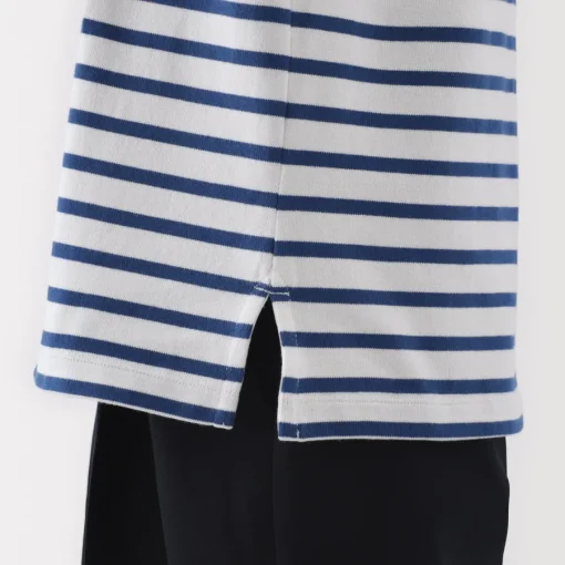 Outlet Women's Heavy Weight Boat Neck Long Sleeve Striped T-Shirt Women T-Shirts
