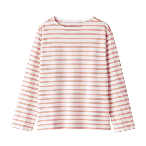 Outlet Women's Heavy Weight Boat Neck Long Sleeve Striped T-Shirt Women T-Shirts