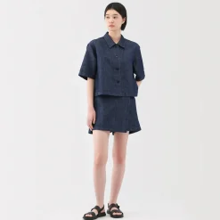 Hot Women's Hemp Blend Denim Skort Women Shorts & Skirts