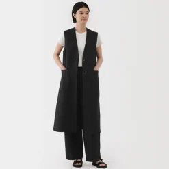 Sale Women's Hemp Blend Twill Long Gilet Women Tops & Shirts