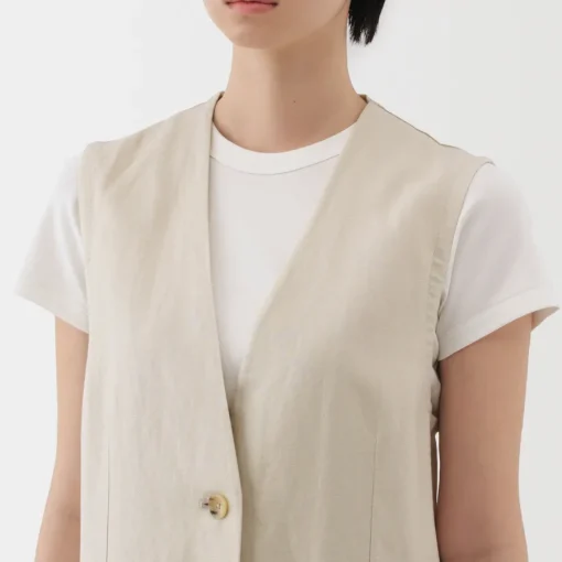 Sale Women's Hemp Blend Twill Long Gilet Women Tops & Shirts