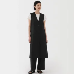 Sale Women's Hemp Blend Twill Long Gilet Women Tops & Shirts