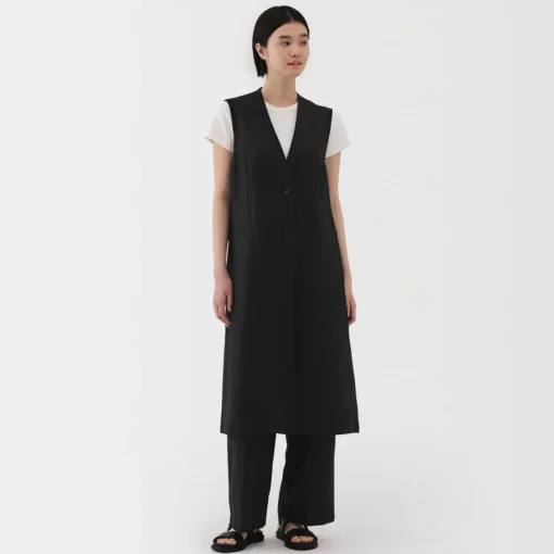 Sale Women's Hemp Blend Twill Long Gilet Women Tops & Shirts