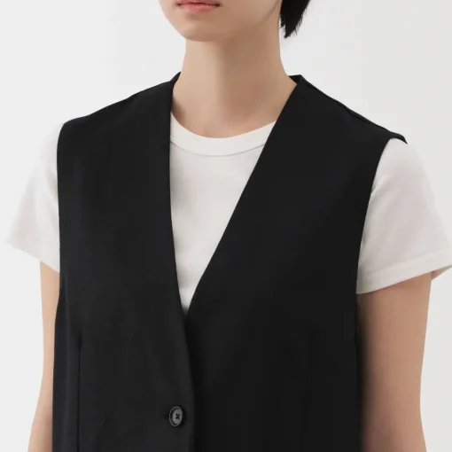 Sale Women's Hemp Blend Twill Long Gilet Women Tops & Shirts