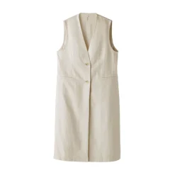 Sale Women's Hemp Blend Twill Long Gilet Women Tops & Shirts