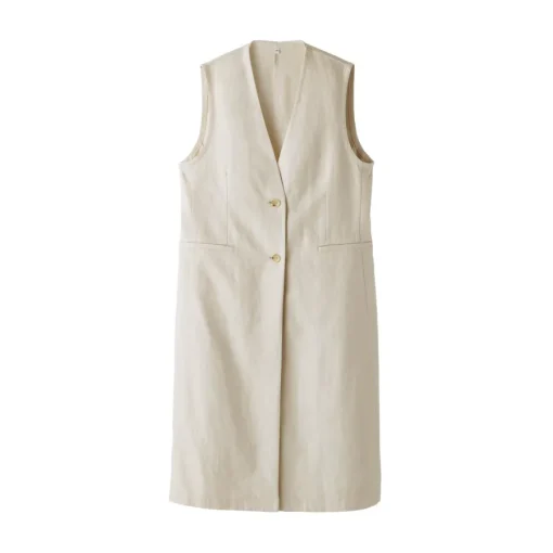 Sale Women's Hemp Blend Twill Long Gilet Women Tops & Shirts