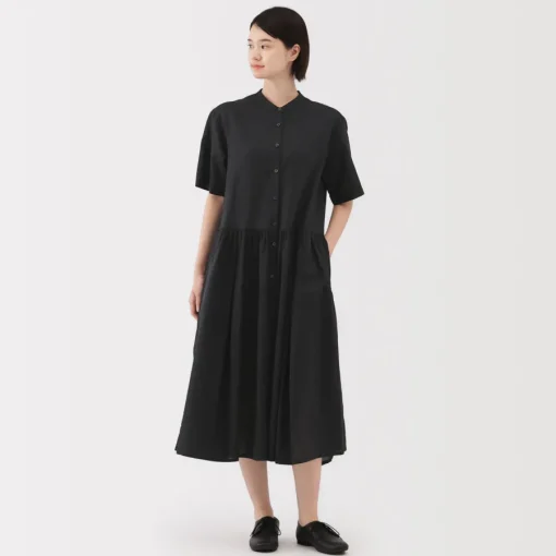 Clearance Women's Hemp Cotton Short Sleeve Dress Women Dresses