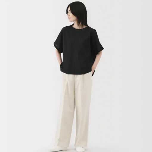 New Women's Hemp Cotton Short Sleeve Blouse Women Tops & Shirts