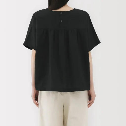 New Women's Hemp Cotton Short Sleeve Blouse Women Tops & Shirts