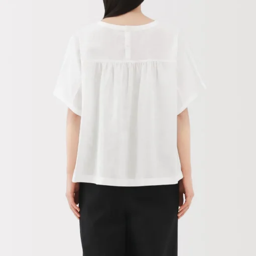 New Women's Hemp Cotton Short Sleeve Blouse Women Tops & Shirts