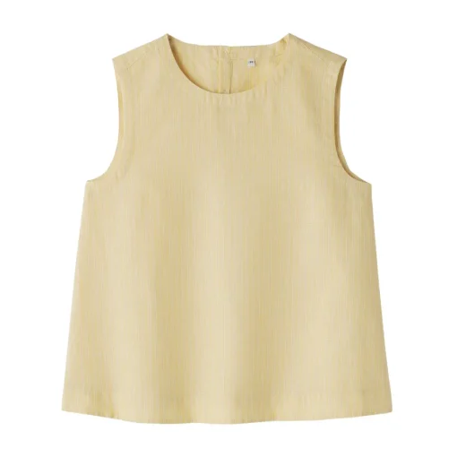 Hot Women's Hemp Cotton Sleeveless Striped Blouse Women Tops & Shirts