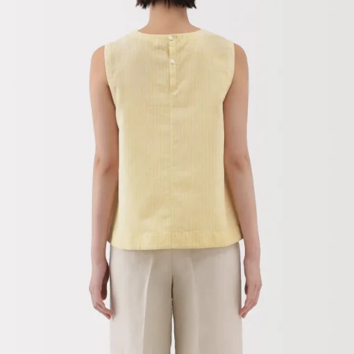 Hot Women's Hemp Cotton Sleeveless Striped Blouse Women Tops & Shirts