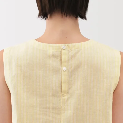 Hot Women's Hemp Cotton Sleeveless Striped Blouse Women Tops & Shirts