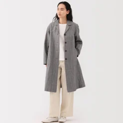Hot Women's Hemp Cotton Striped Coat Women Coats