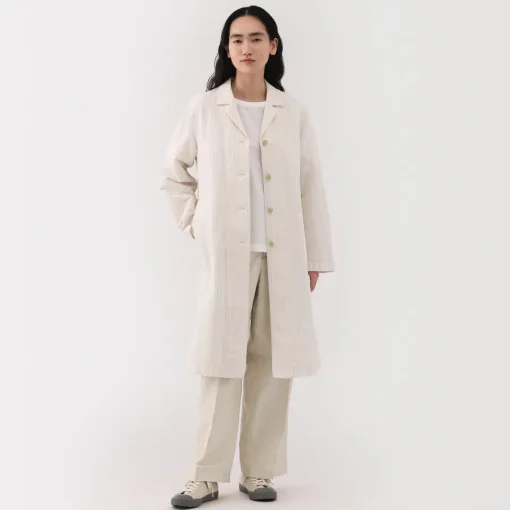 Hot Women's Hemp Cotton Striped Coat Women Coats