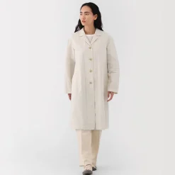 Hot Women's Hemp Cotton Striped Coat Women Coats
