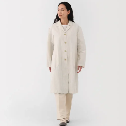 Hot Women's Hemp Cotton Striped Coat Women Coats