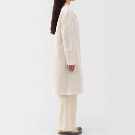 Hot Women's Hemp Cotton Striped Coat Women Coats