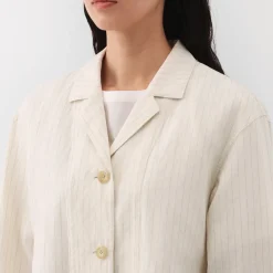 Hot Women's Hemp Cotton Striped Coat Women Coats