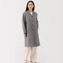 Hot Women's Hemp Cotton Striped Coat Women Coats