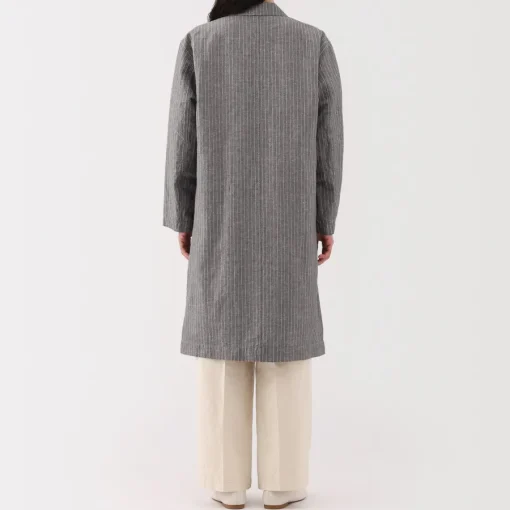 Hot Women's Hemp Cotton Striped Coat Women Coats